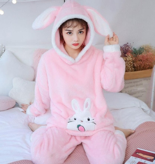 Winter Thick Warm Flannel Pajamas Sets for Women