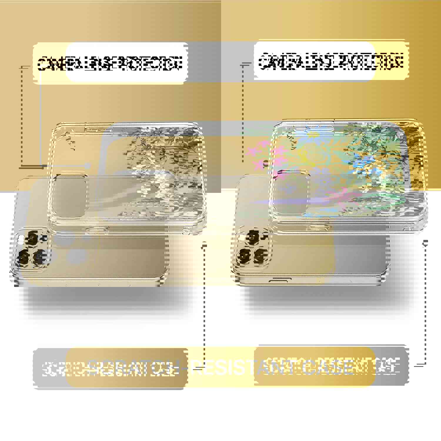 TPU Clear Case with Flower Bouquet Design for iPhone & Samsung Phones