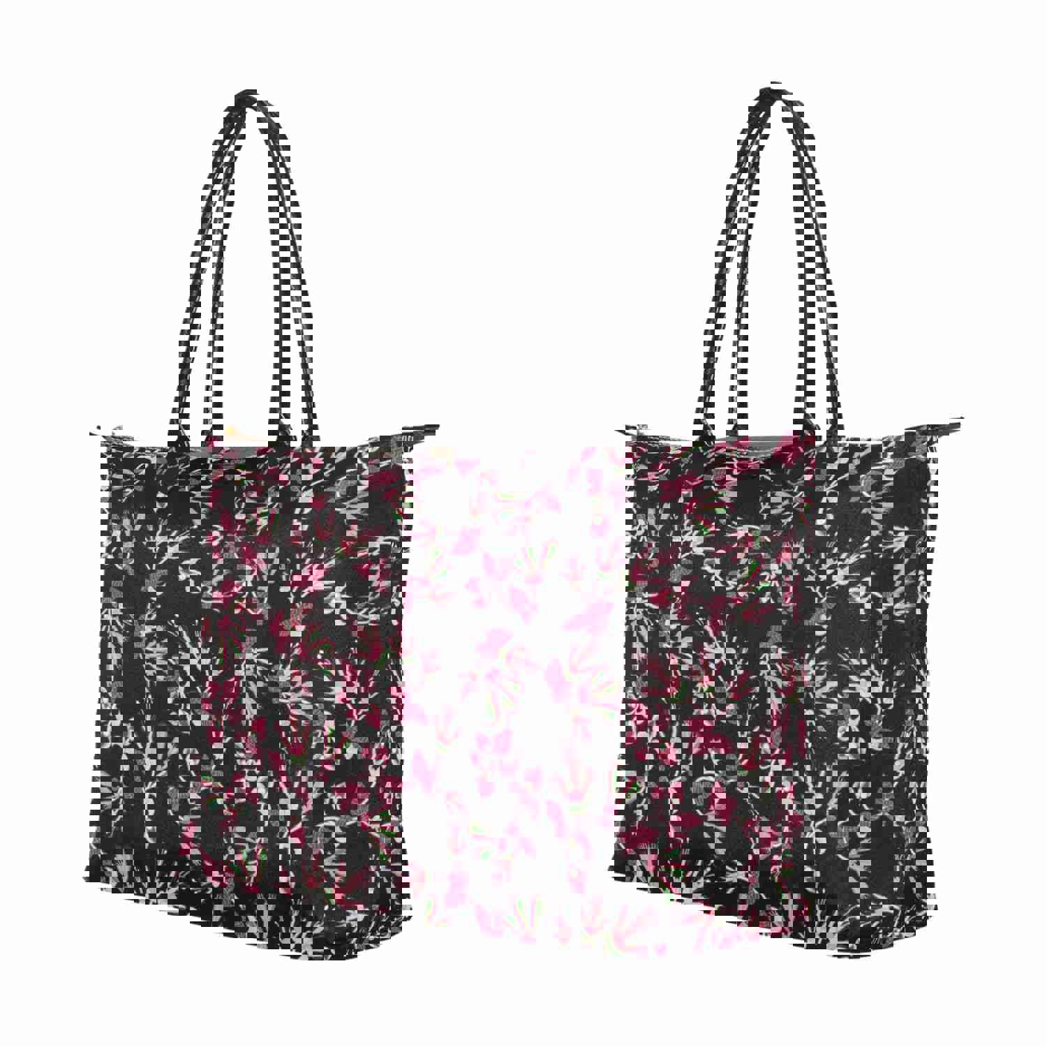 Floral Green Black Single-Shoulder Lady Handbag