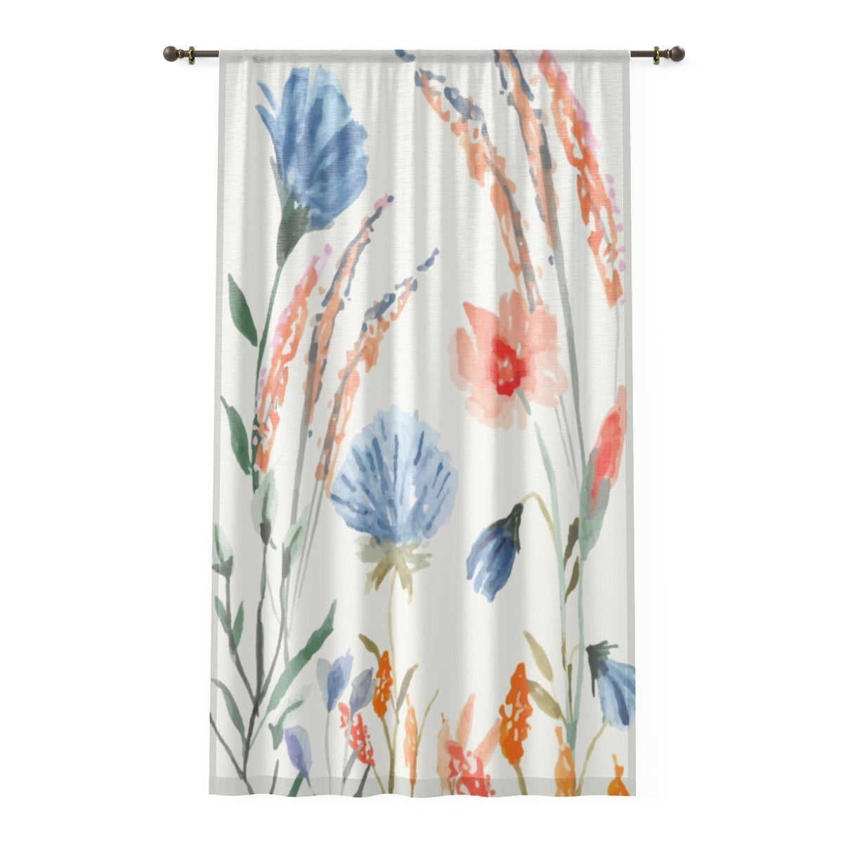 BLUE WILDFLOWERS - SHEER Window Curtain