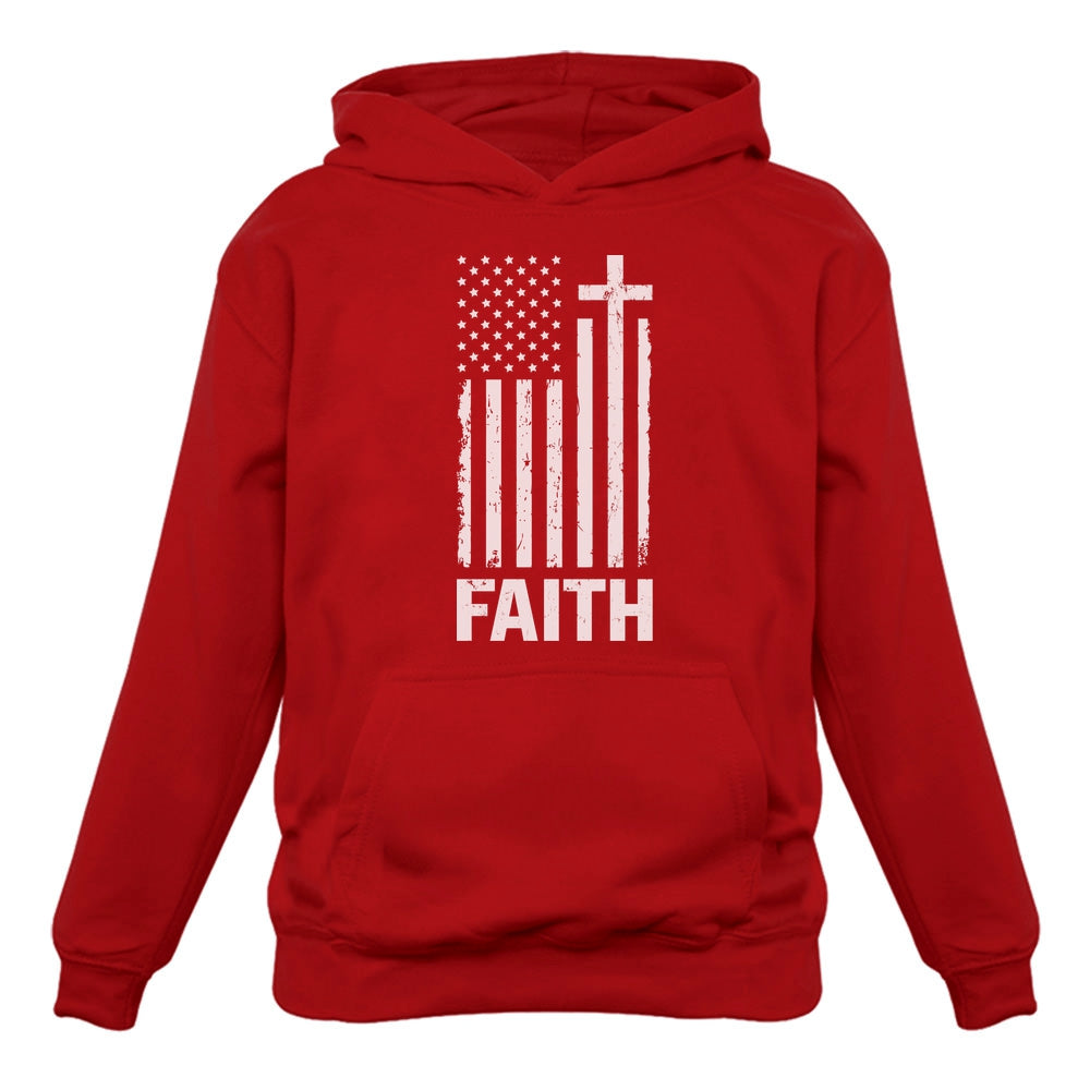 Christian Distressed White USA Flag Hoodie