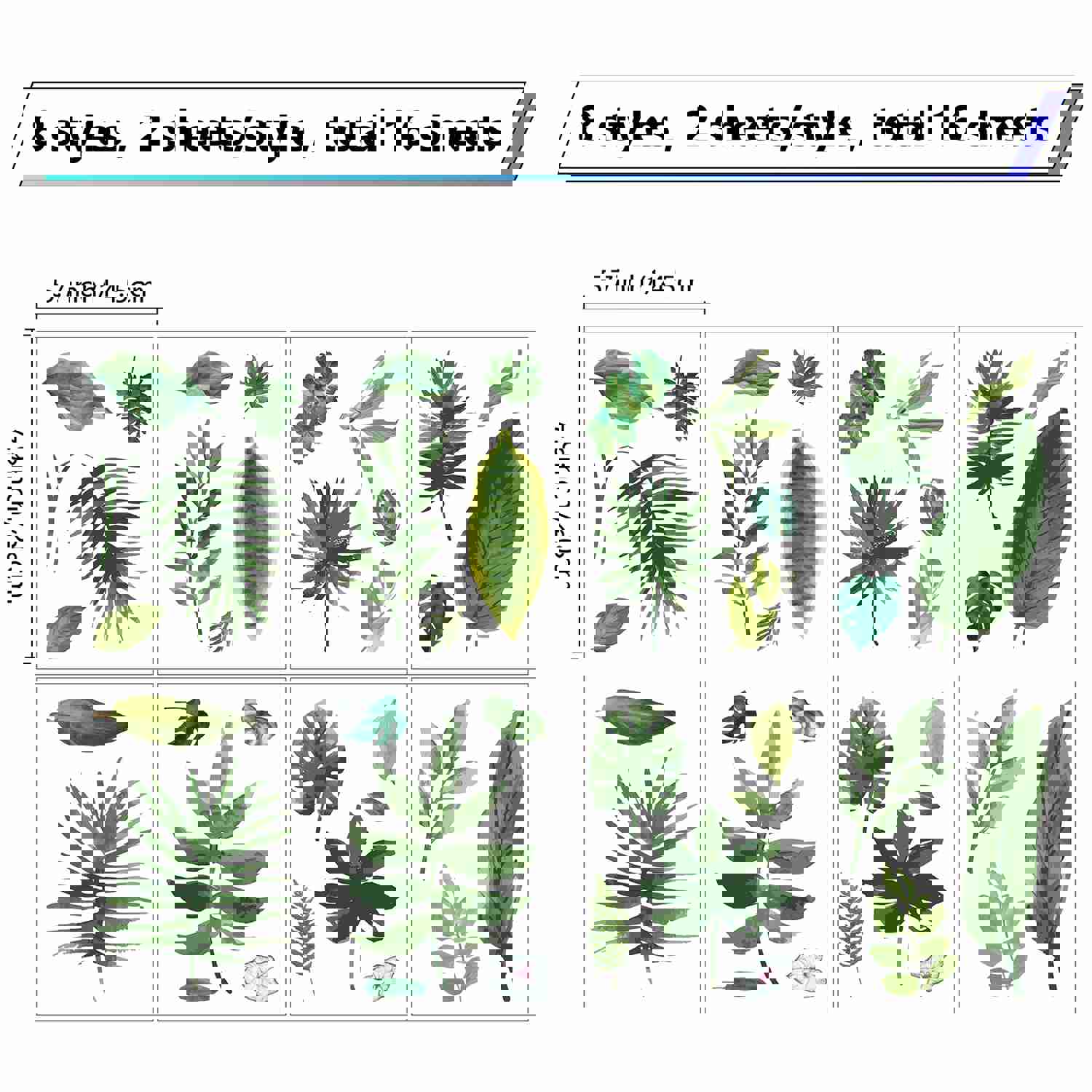 Craspire 16 Sheets 8 Styles Waterproof PVC Wall Stickers for Home Decoration