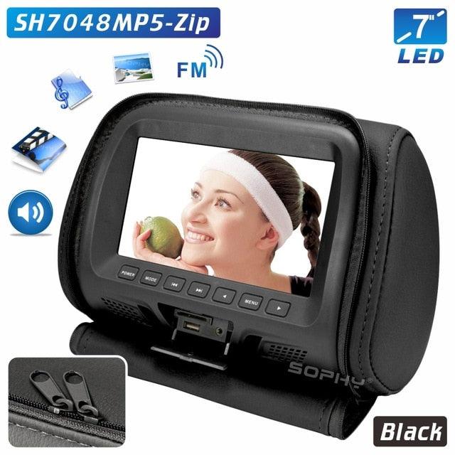 Universal 7 Inch Car Headrest MP4 Monitor with USB SD MP3 MP5 FM and Built-in Speakers