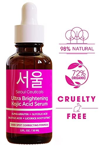 Korean Skin Care Kojic Acid Serum with Alpha Arbutin - Dark Spot Remover for Glowing Skin