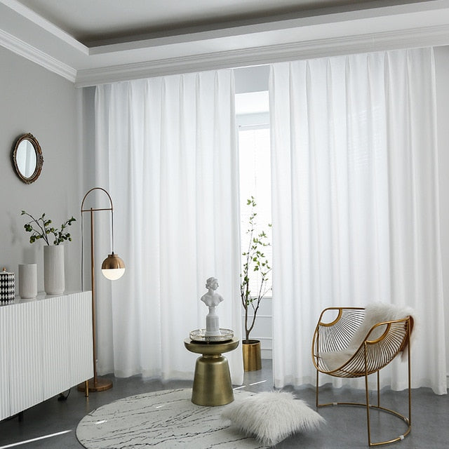 High Quality White Semi Crushed Sheer Curtains for Living Room and Bedroom