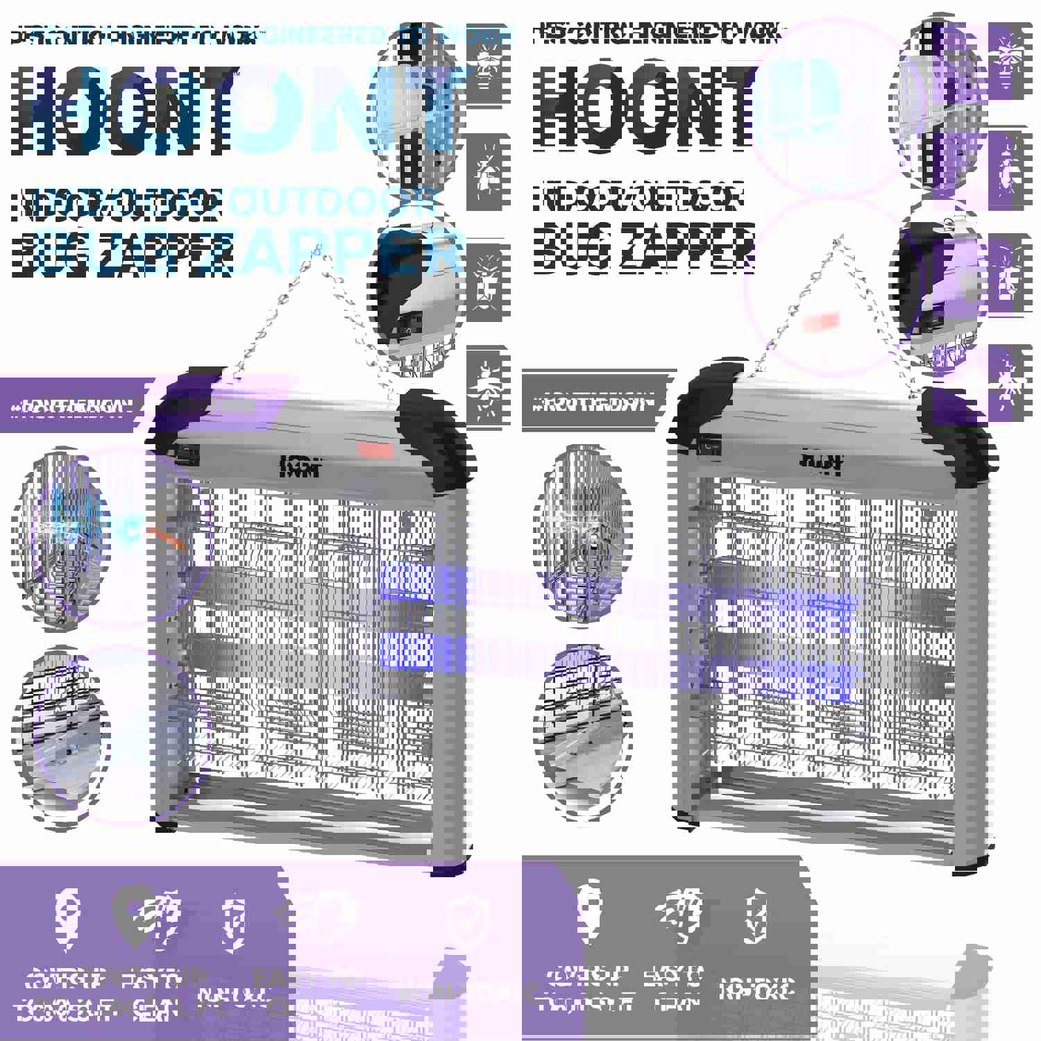 Hoont Powerful Electric Indoor Fly Zapper – 6,000 Sq. Ft Coverage, Bug & Mosquito Killer for Home & Commercial Use [UPGRADED]