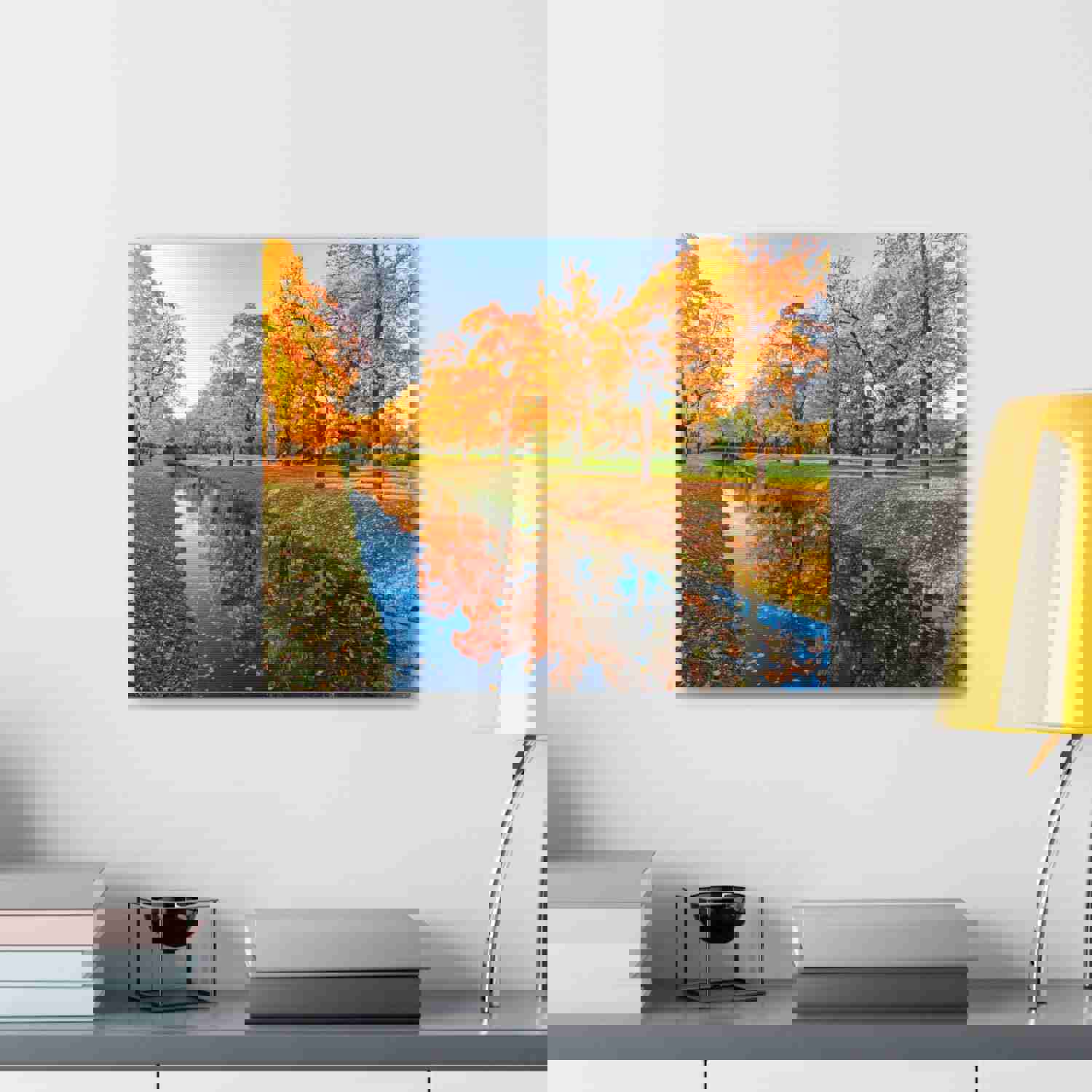 Obvodny Canal in Autumn Forest Floral Nature Photography Canvas Wall Art for Home Decor