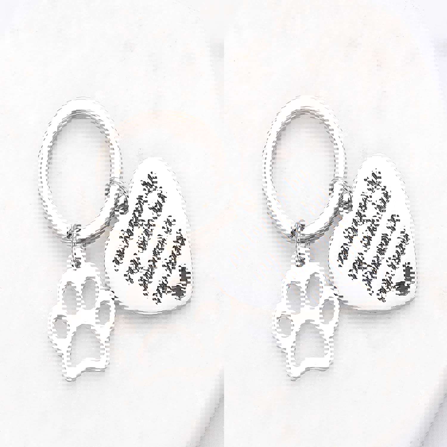Pet Memorial Keychain for Loss of Dog Cat - Forever in My Heart Sympathy Gift