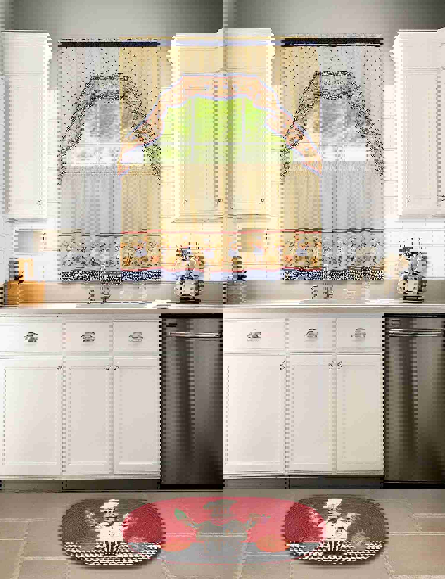 Cucina Tailored Tier and Swag Kitchen Curtain Set, 57x36 & 57x30 Inches