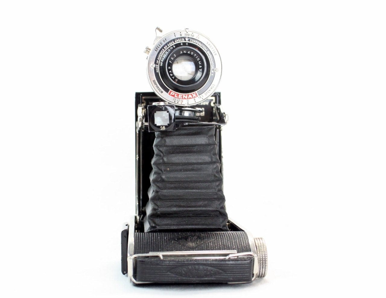 Vintage PB20 Plenax Agfa Folding Camera Lens Wine and Champagne Bottle Stopper with Art Deco Display Stand