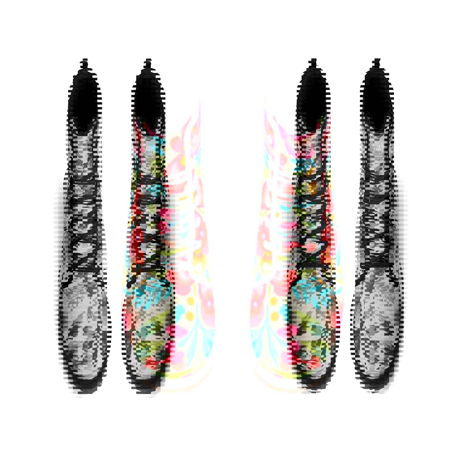 Colorful Flowers Womens Faux Embroidered Luxe Combat Boots