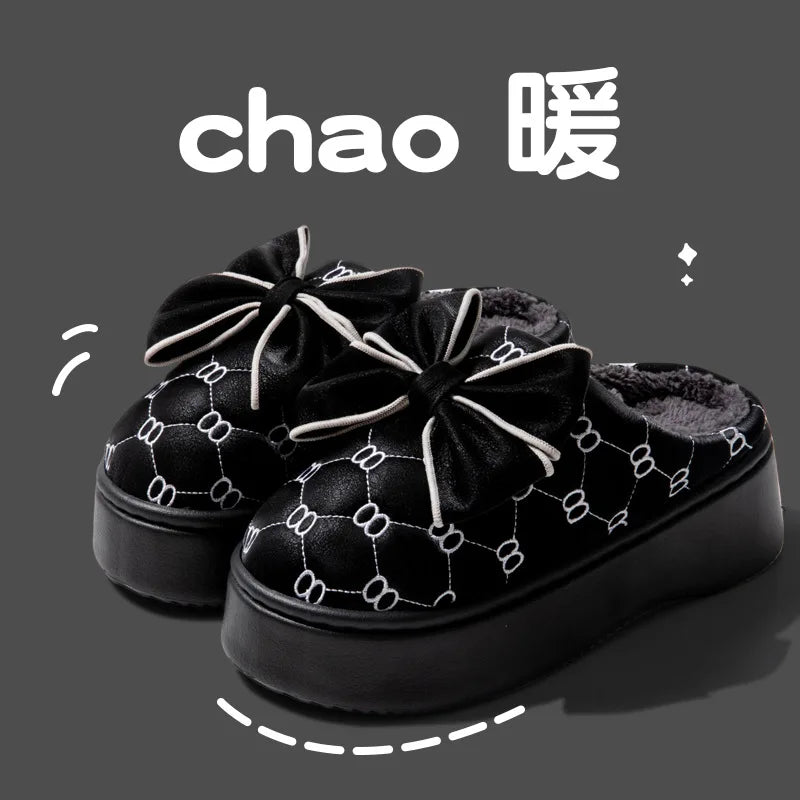Women's Waterproof Winter Slipper Boots - Warm Plush Indoor Non-Slip Shoes