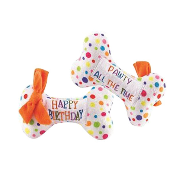 1PC Plush Bone Dog Toy - Soft Chew Toy for Puppies, Banana Carrot & Vegetable Design