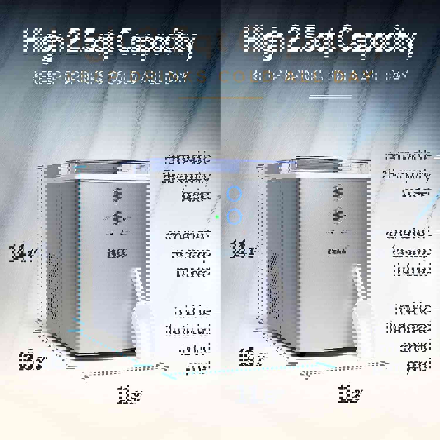 IGLICEB33SL Premium Countertop Ice Maker Machine, Portable, 33 Lbs./24 Hrs., Silver