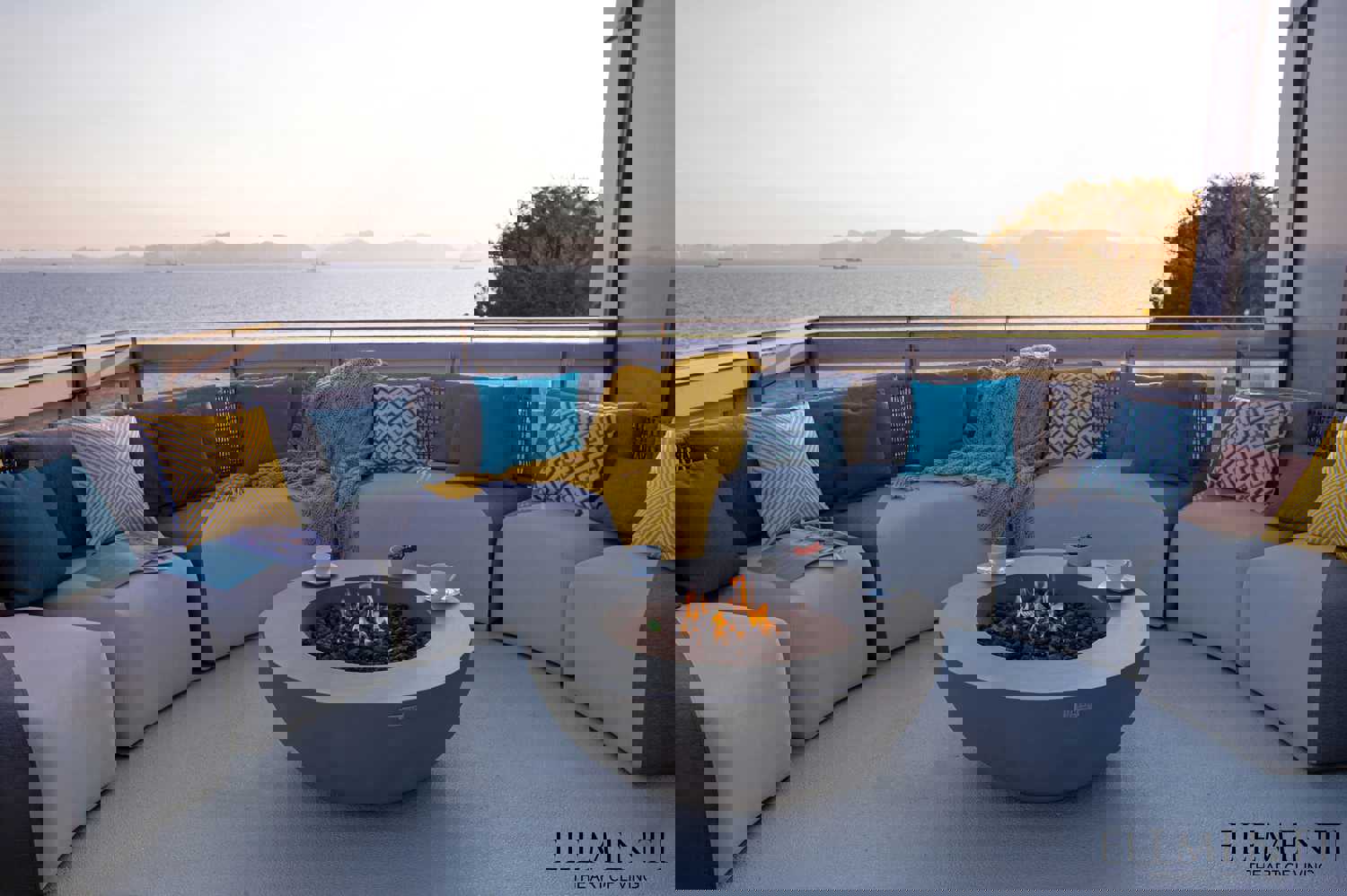 Lunar Bowl Concrete Round Fire Pit Table - Light Gray