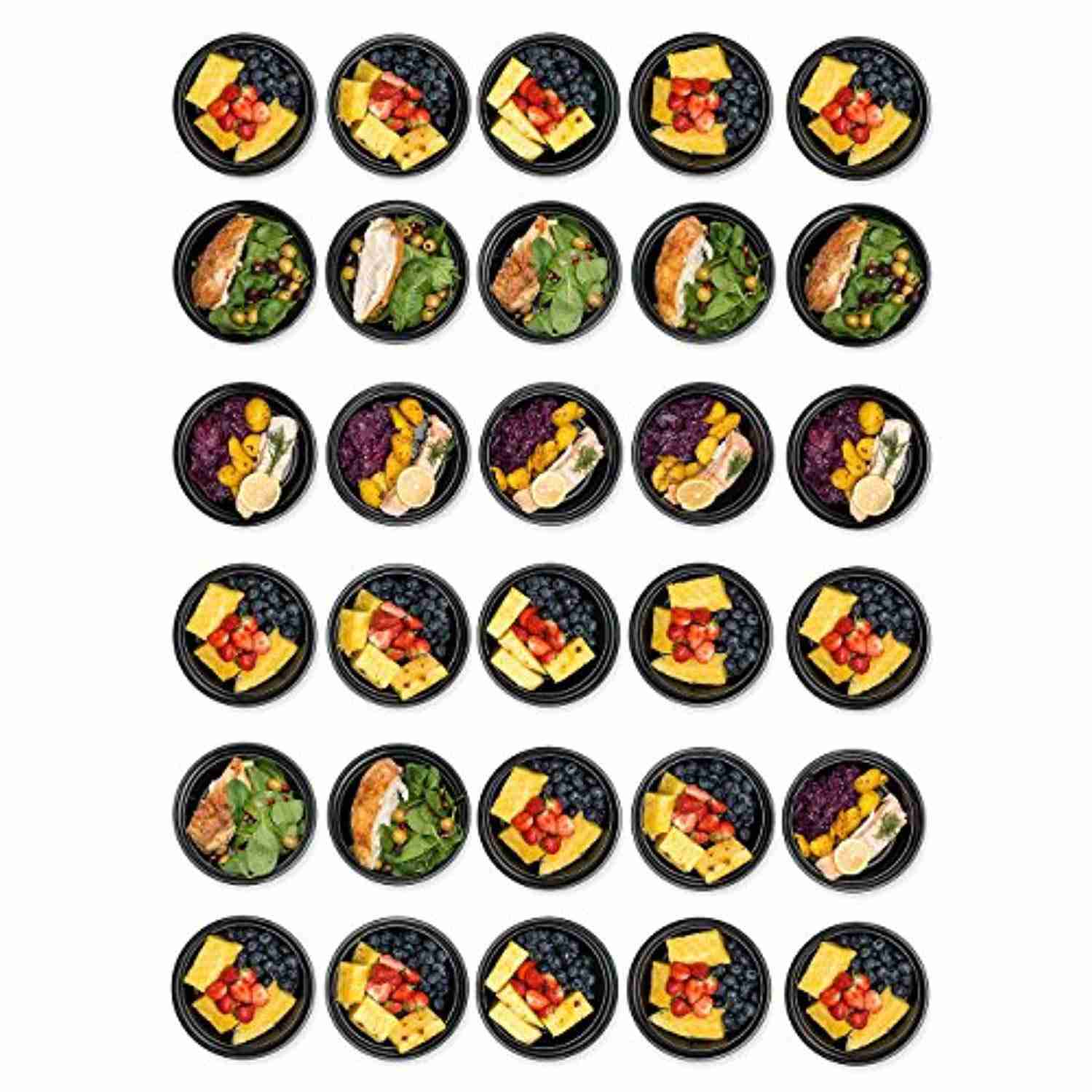 30 Reusable Meal Prep Containers with Lids - BPA Free Food Storage Bowls
