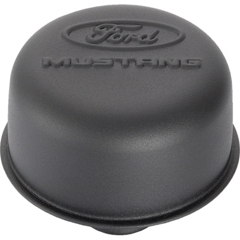 Ford Racing Black Crinkle Finish Breather Cap with Ford Mustang Logo