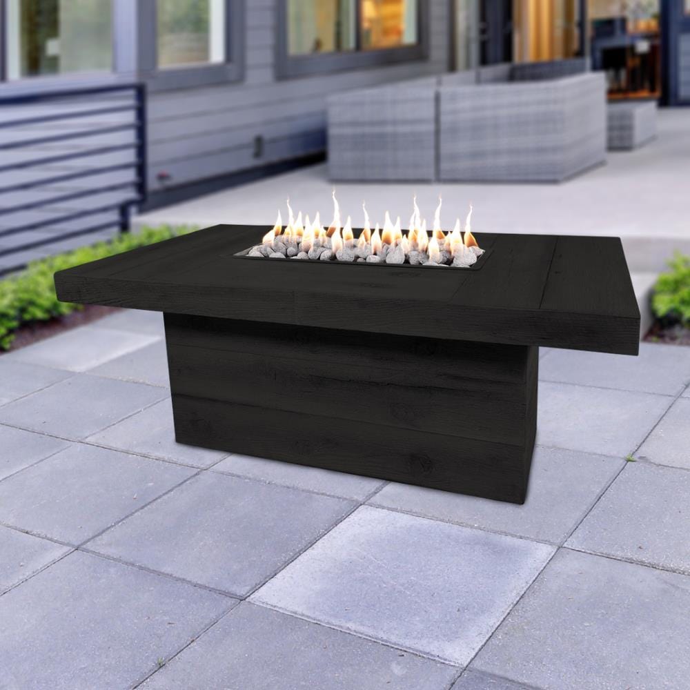Top Fires Grove 60-Inch Rectangular Wood Grain GFRC Gas Fire Pit Table