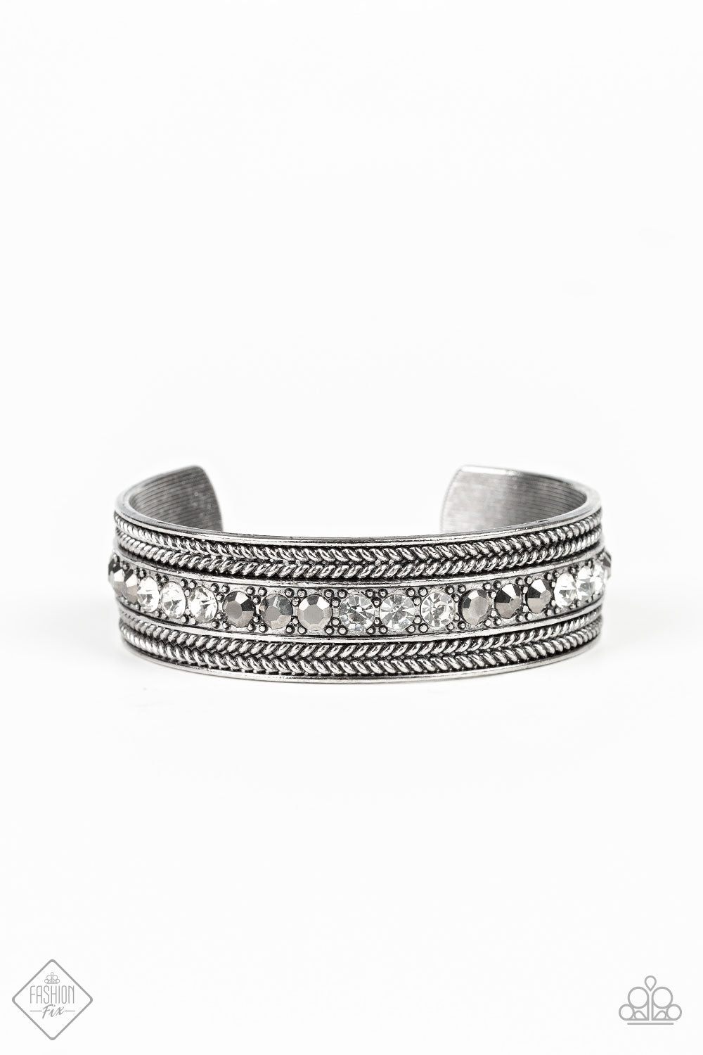 Paparazzi Empress Etiquette Silver Bracelet - Trendy Glittery Cuff