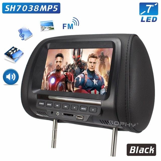 Universal 7 Inch Car Headrest MP4 Monitor with USB SD MP3 MP5 FM and Built-in Speakers