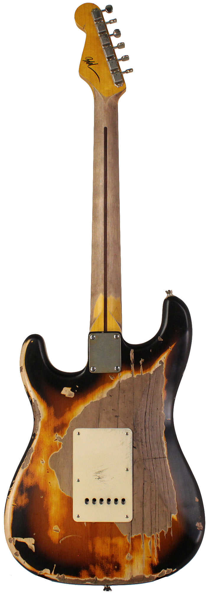 Nash S-57 Guitar, 2-Tone Burst, Extra Heavy Aging, Boat Neck, Gold Anodized Pickguard