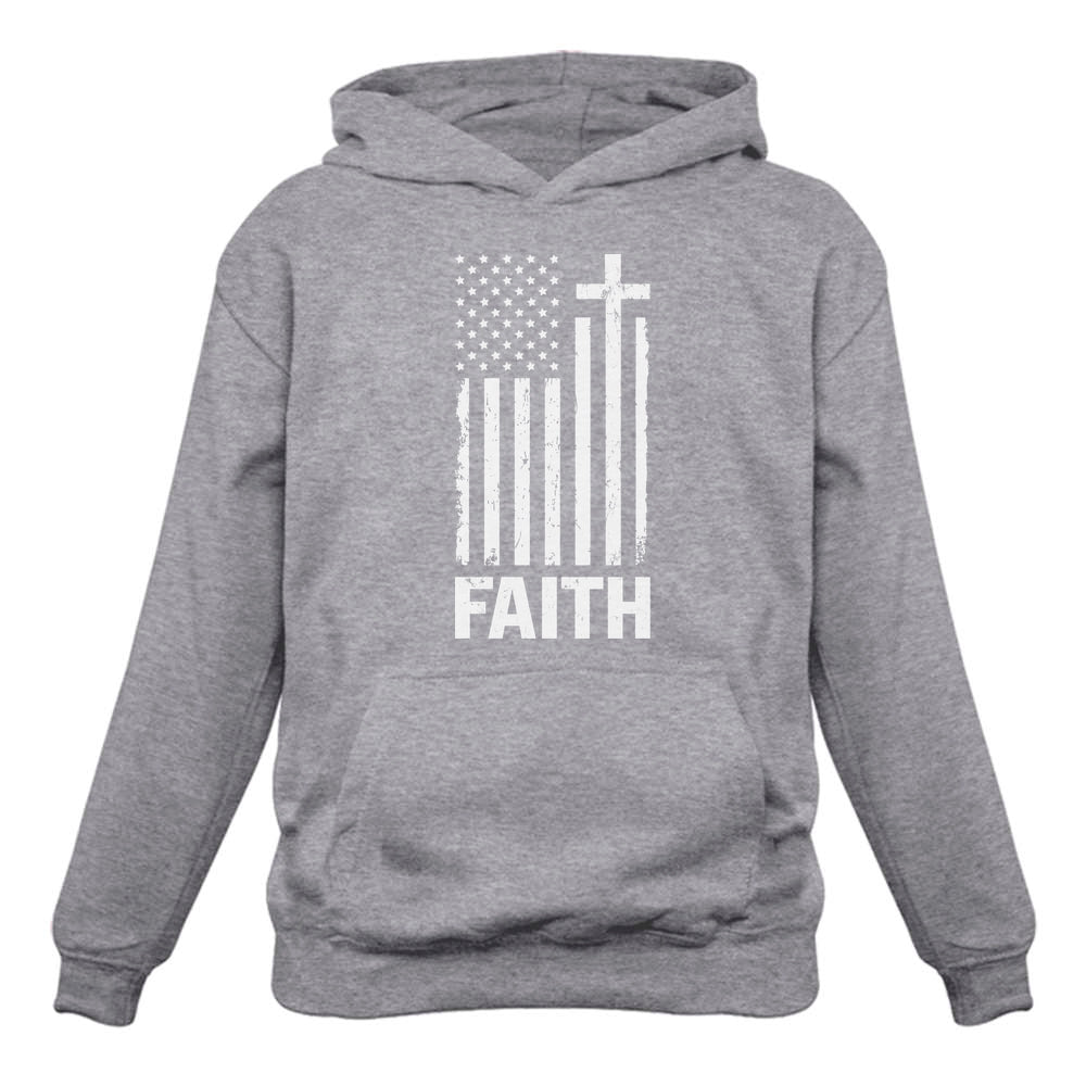 Christian Distressed White USA Flag Hoodie
