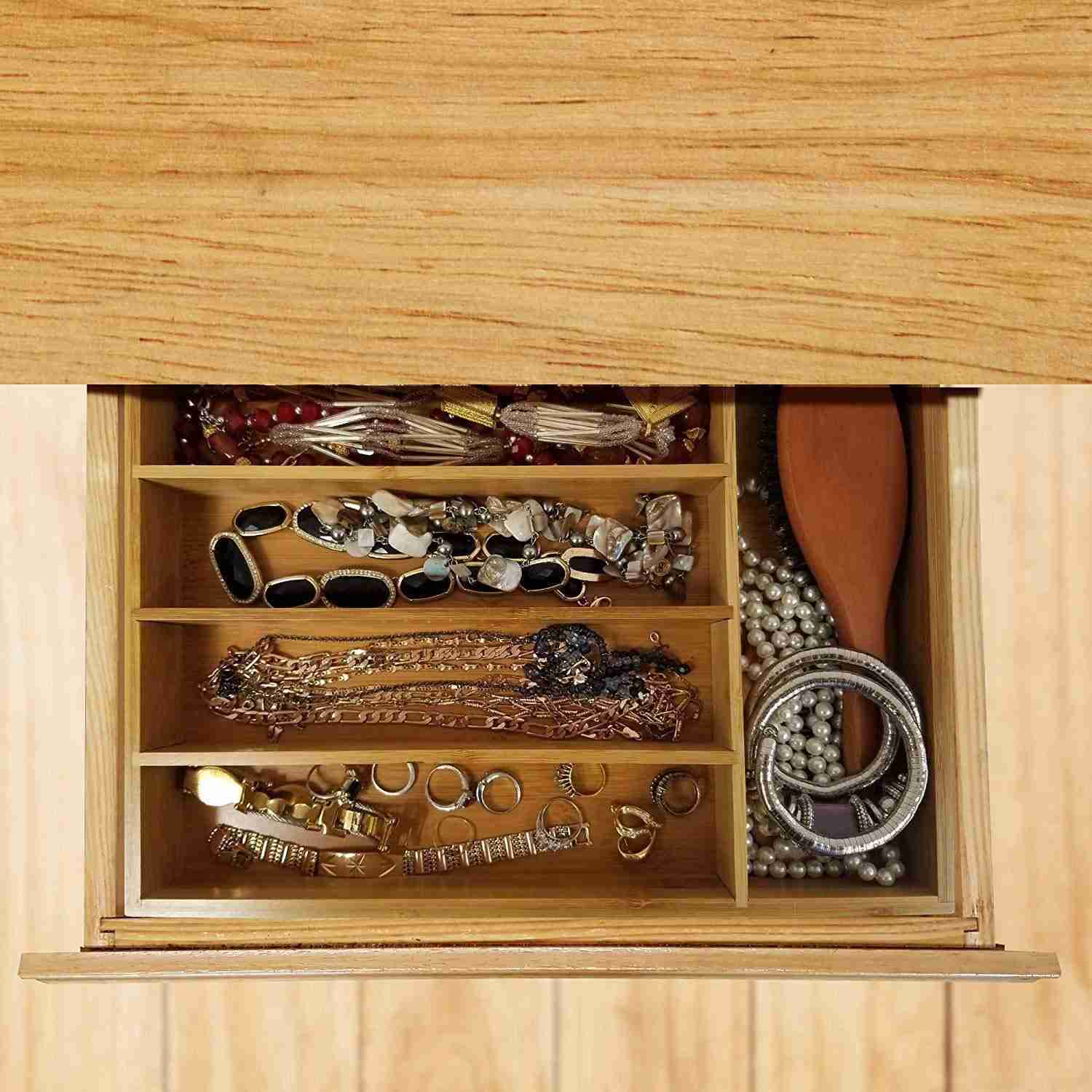 Bamboo Silverware and Utensil Drawer Organizer | Wooden Tray for Kitchen & Bathroom