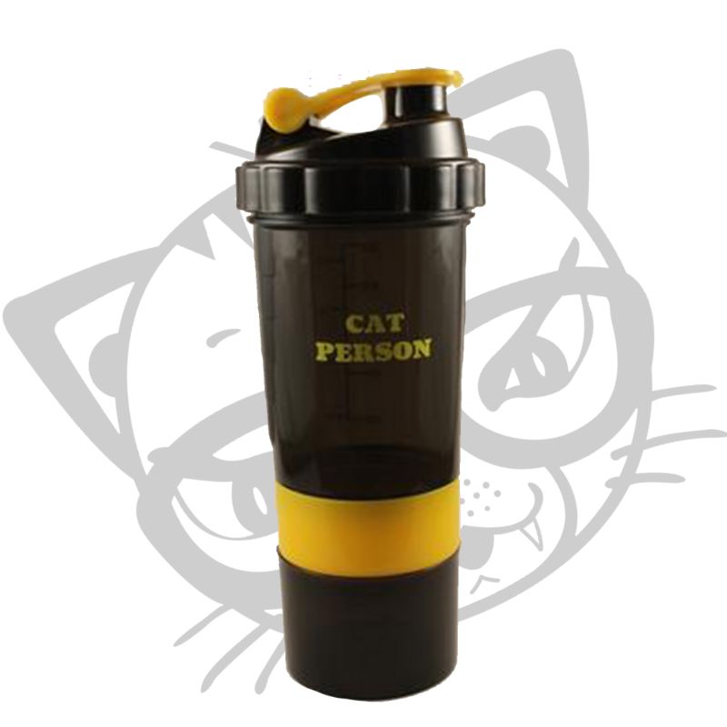 CAT Person Fitness Shaker - 17oz Reusable Bottle with Mixing Ball