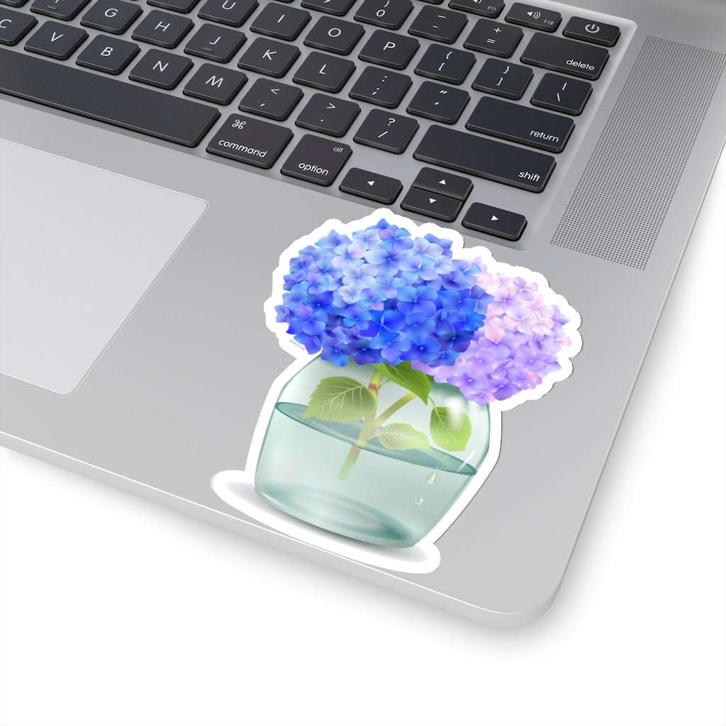 Hydrangea in Jar Sticker - Trendy Flower Decal for Laptop, Water Bottle, Tumbler, and Wall