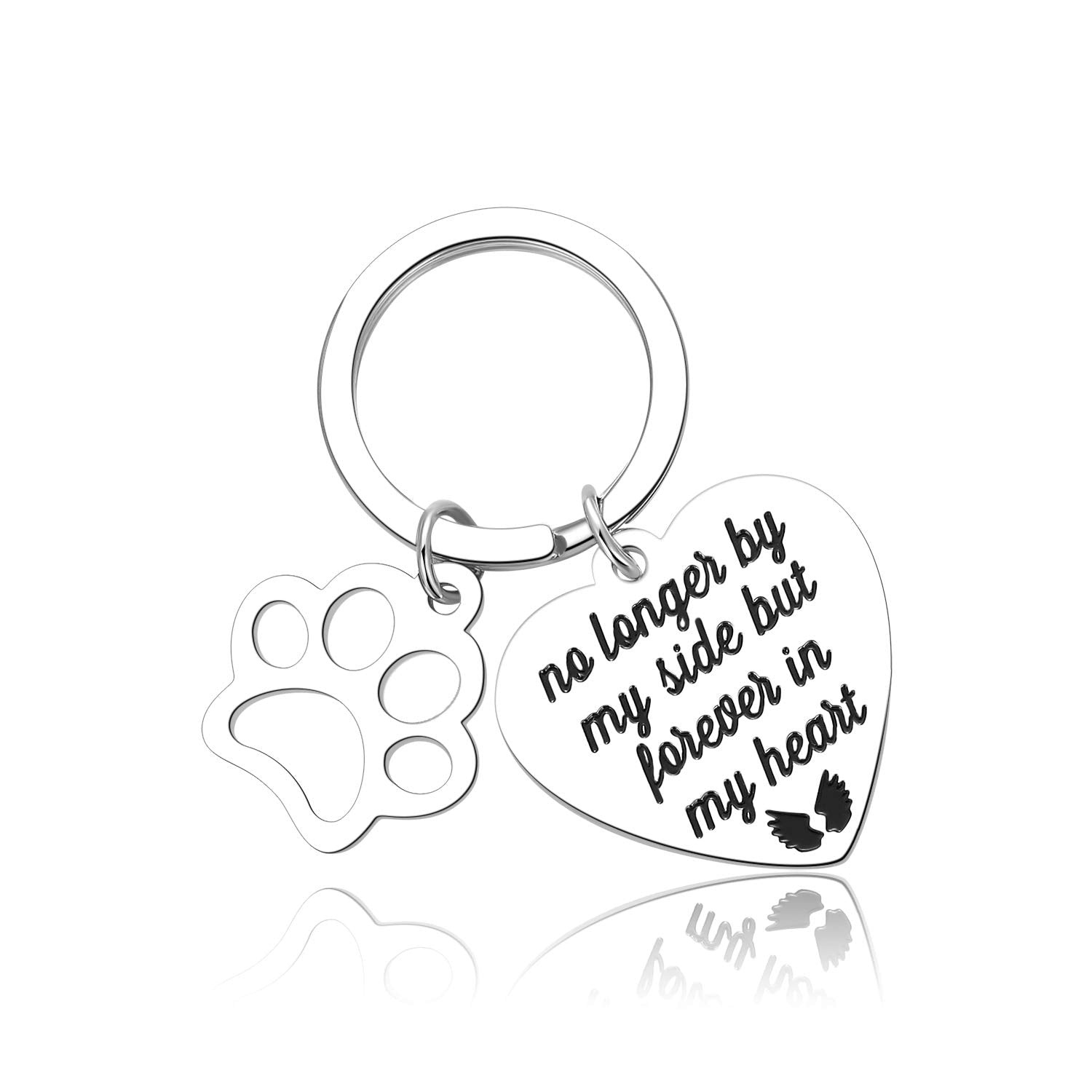 Pet Memorial Keychain for Loss of Dog Cat - Forever in My Heart Sympathy Gift