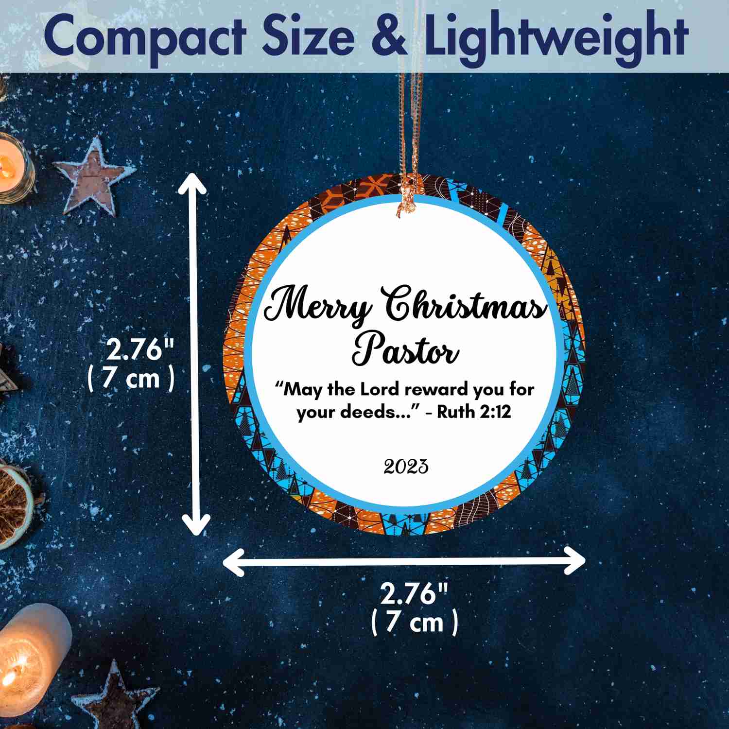 Christmas Ornament for Pastor - African Print Inspired & Faith-Based