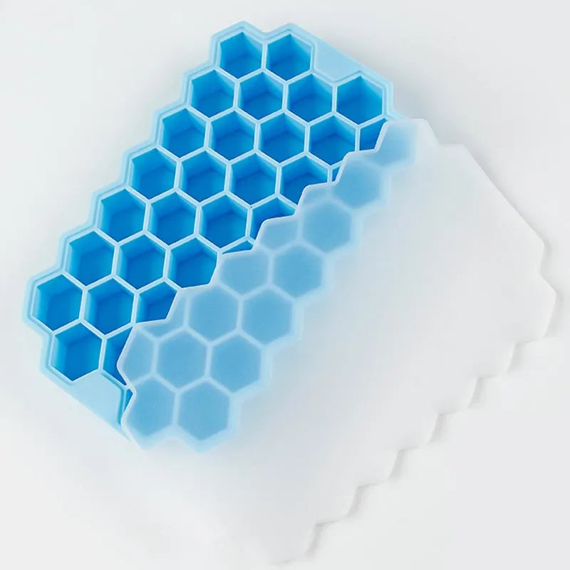 Honeycomb Ice Cube Trays Reusable Silicone Mold BPA Free with Removable Lids