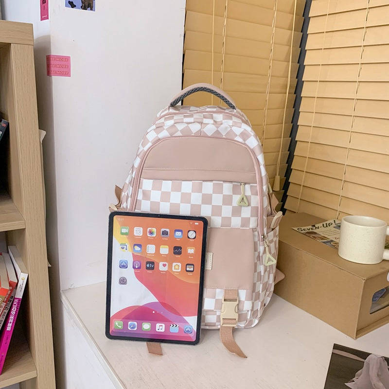Large Capacity Checkered Student Backpack