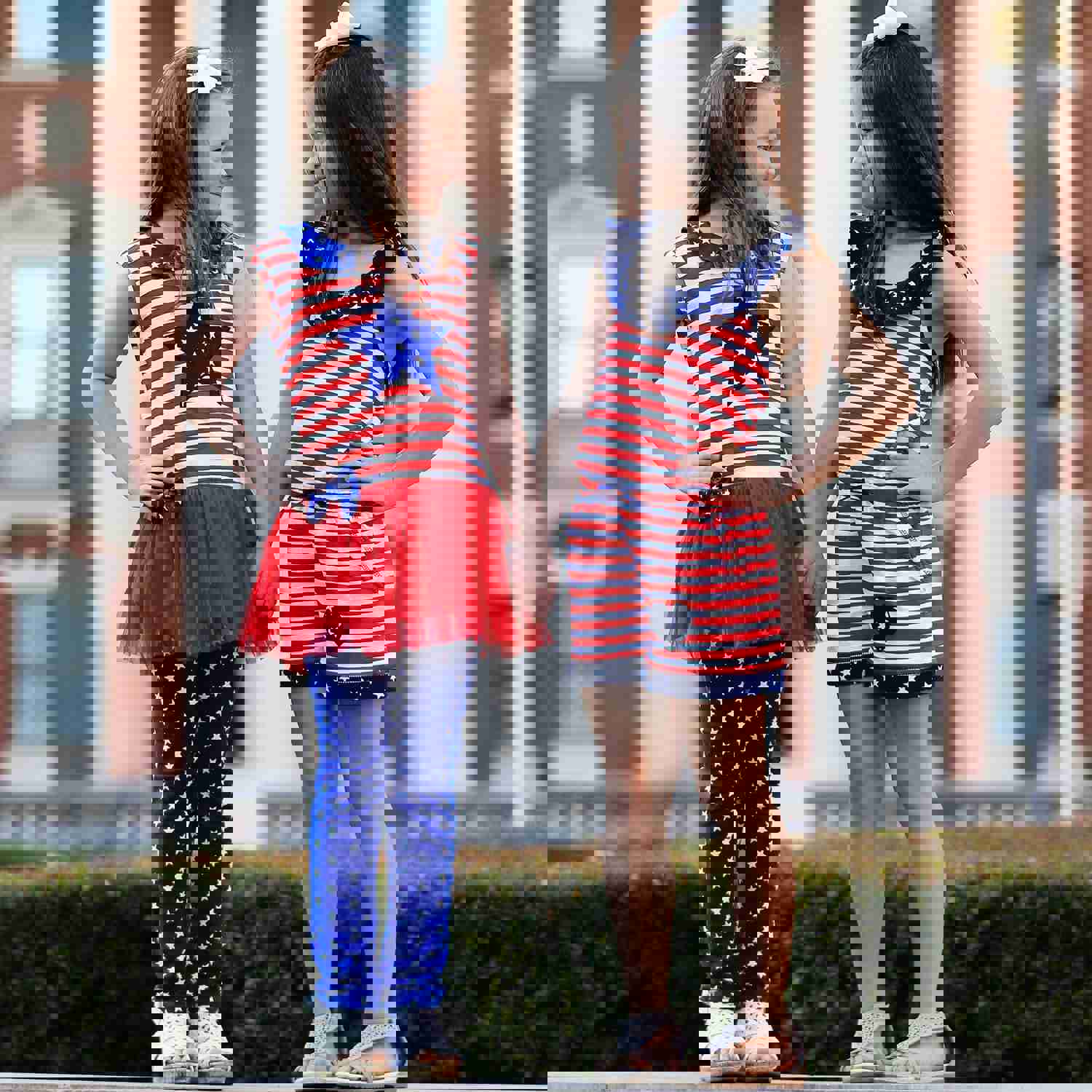 AnnLoren Little Big Girls Jumpsuit Stars & Stripes 4th of July Heart Summer Boutique Clothing