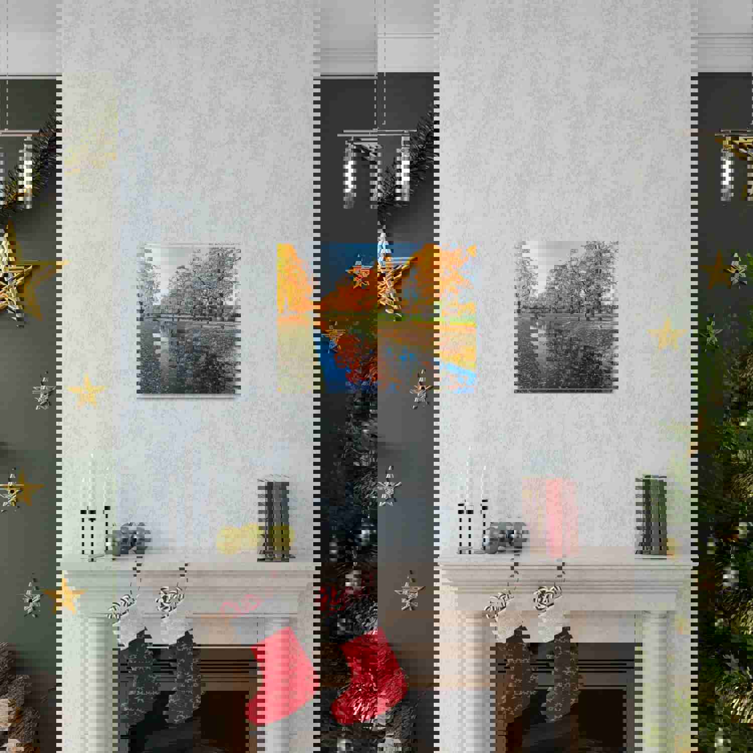 Obvodny Canal in Autumn Forest Floral Nature Photography Canvas Wall Art for Home Decor