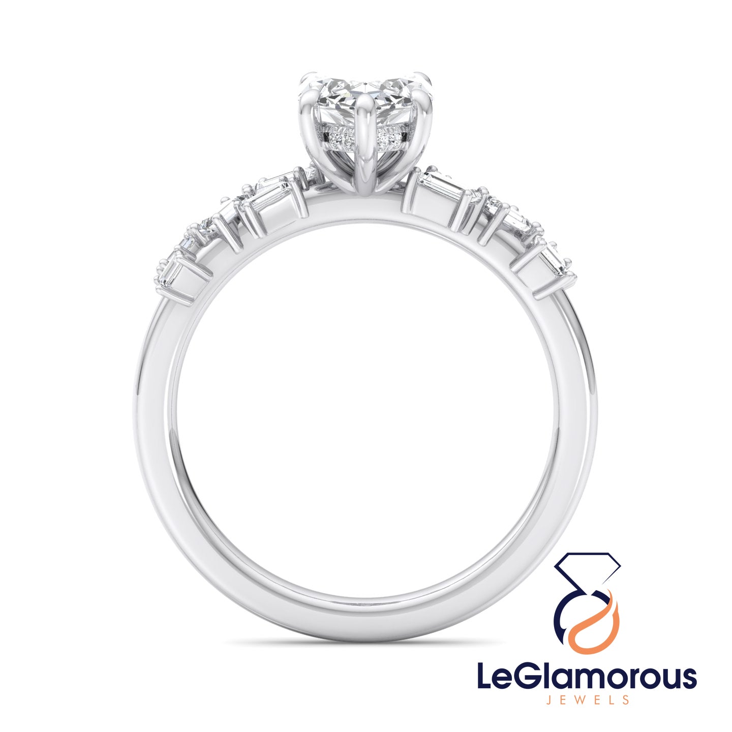 Marquise Cut Hidden Halo Pave Style Lab Grown Diamond Engagement Ring