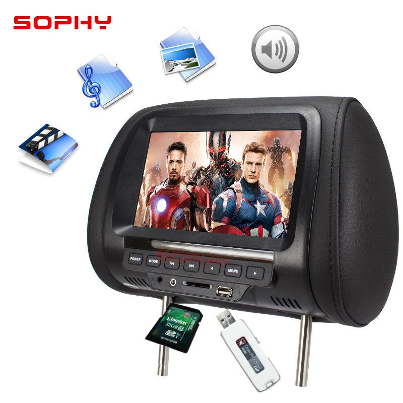 Universal 7 Inch Car Headrest MP4 Monitor with USB SD MP3 MP5 FM and Built-in Speakers