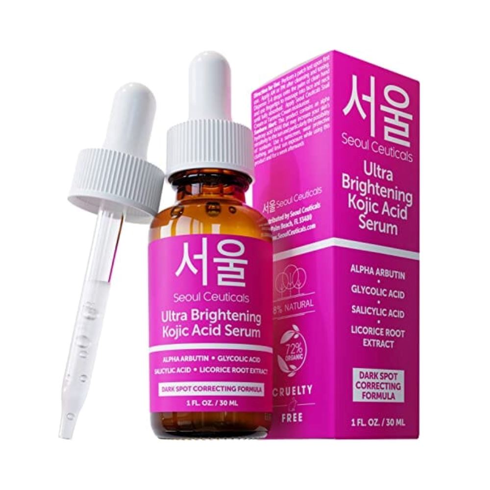 Korean Skin Care Kojic Acid Serum with Alpha Arbutin - Dark Spot Remover for Glowing Skin