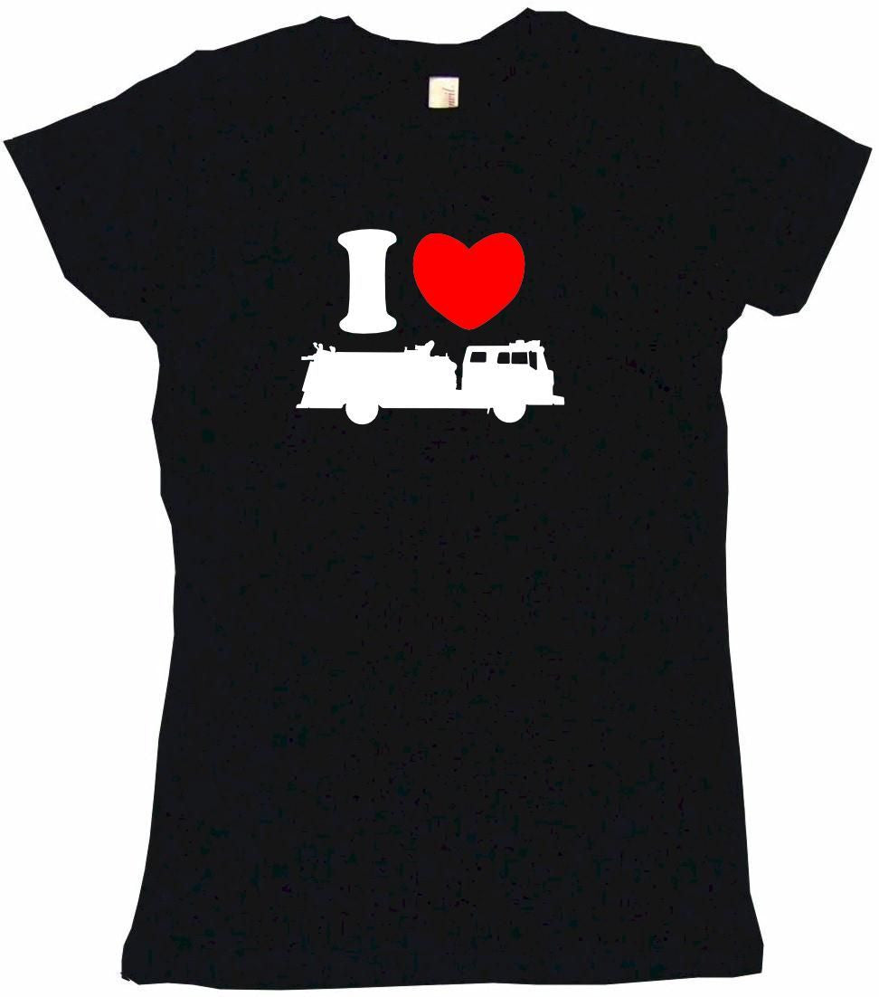 I Heart Love Fire Truck Silhouette Tee Shirt OR Hoodie Sweat