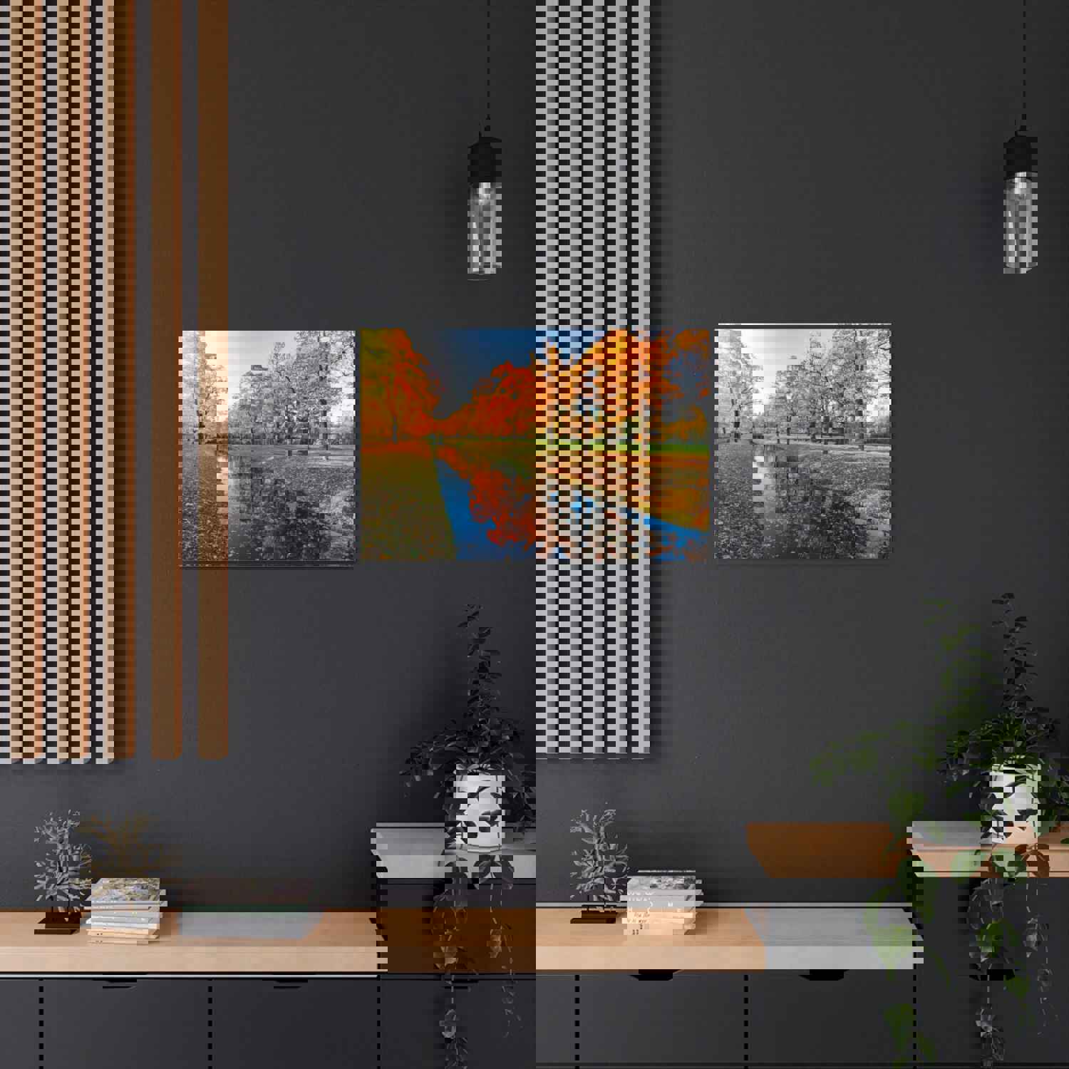 Obvodny Canal in Autumn Forest Floral Nature Photography Canvas Wall Art for Home Decor