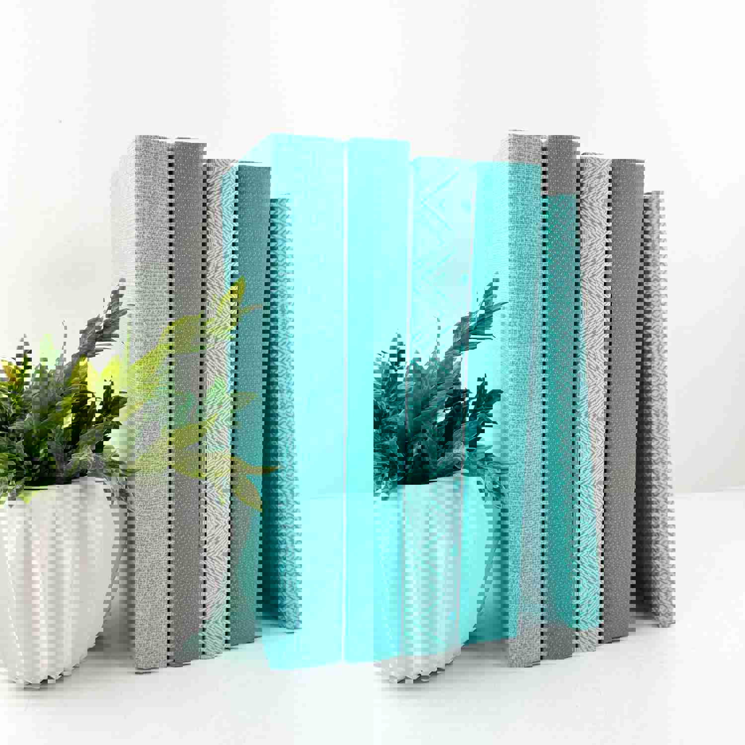 Linen Wrapped Books for Shelf Decor