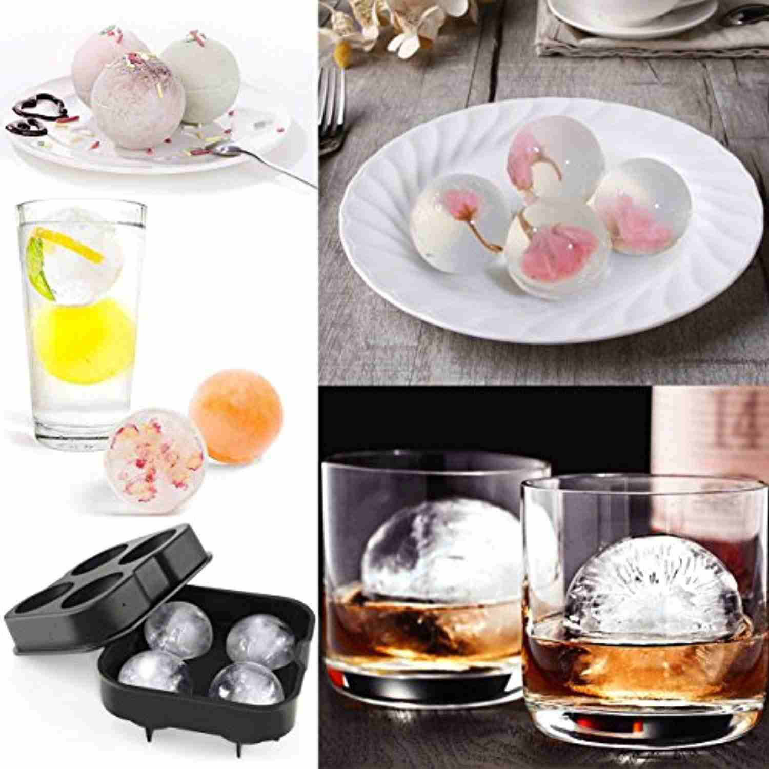 Ouddy 2 Pack Silicone Ice Ball Maker - Skull & Round Mold for Whiskey, Cocktails, and Beverages