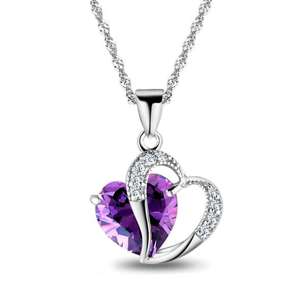 TOMTOSH Fashion Heart Crystal Pendant Necklace for Women - Trendy Romantic Jewelry Gift