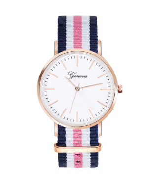 Unisex Fashion Quartz Watch with Nylon Canvas Strap - Korean Style Trendy Design