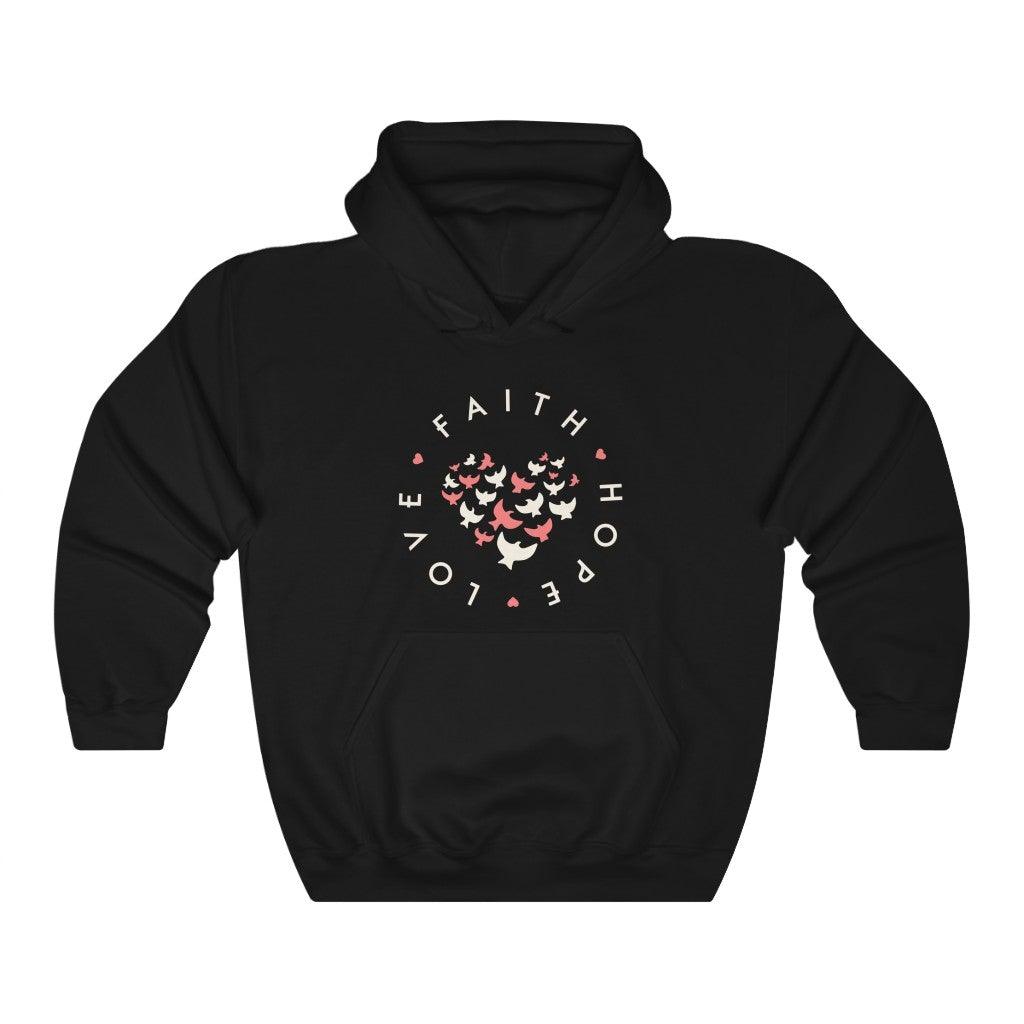 Faith Hope Love Christian Hoodie - Comfortable Gildan Hoodie