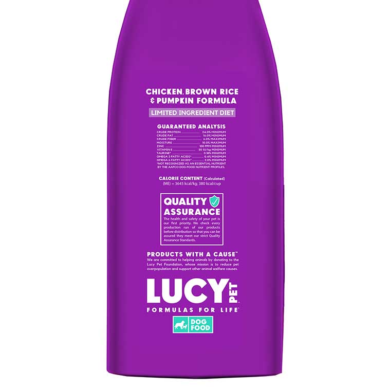 Lucy Pet Chicken, Brown Rice & Pumpkin, Dry Dog Food - Limited Ingredient Diet for Sensitive Stomachs
