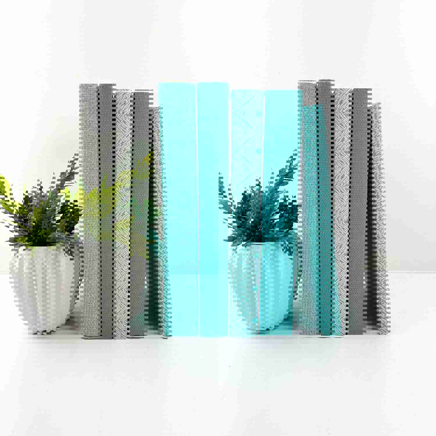 Linen Wrapped Books for Shelf Decor