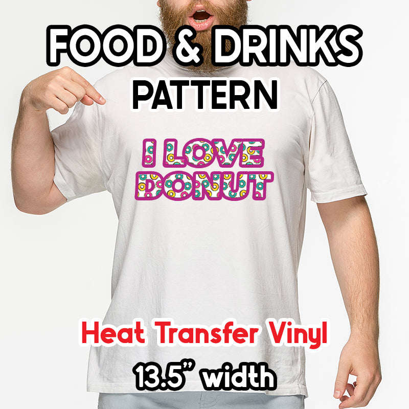 Food & Drinks Patterned HTV (13.5 x 12) - Heat Transfer Vinyl for Creative Designs