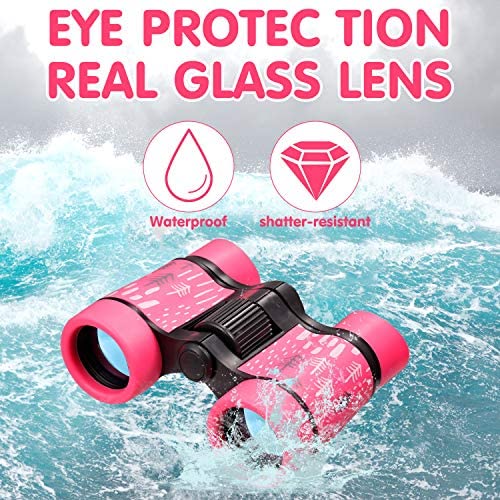 Shock Proof Toy Binoculars for Kids - Pink, Ideal for Bird Watching & Outdoor Adventures