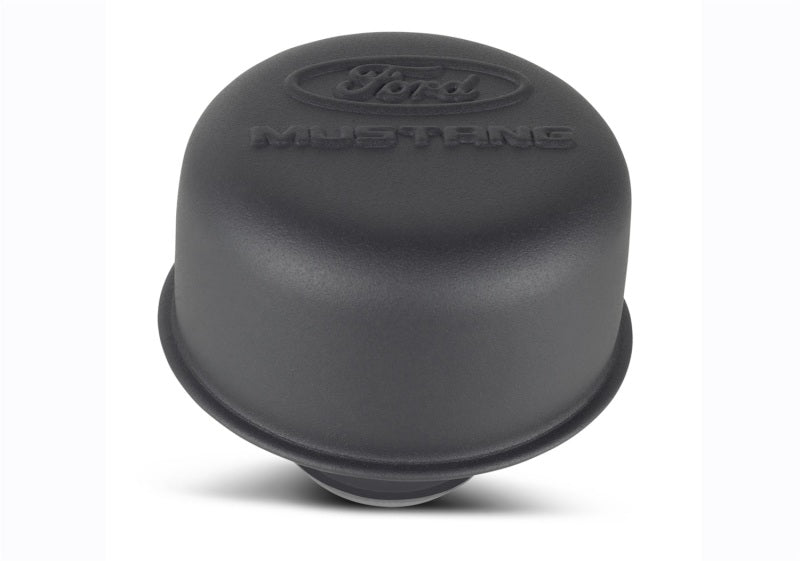 Ford Racing Black Crinkle Finish Breather Cap with Ford Mustang Logo